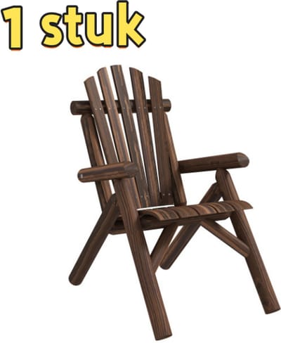 1 stuk - Tuinstoel - Houten fauteuil met hoge rugleuning - Vurenhout - Geschikt voor tuinen en terrassen - 83 x 68 x 101 cm - Bruin