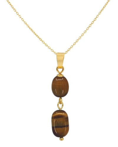 ARLIZI 2448 Ketting tijgeroog hanger - verguld - 44 cm