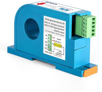 Huidige detectieschakelaar voor DC, overloadbeveiliging, controleverbinding met vertraging, 0-300 A, 1NO+1NC