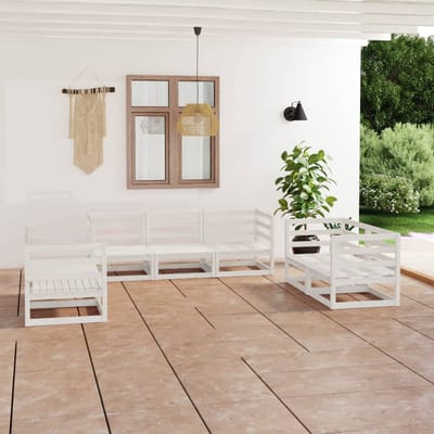 vidaXL - 7-delige - Loungeset - massief - grenenhout - wit