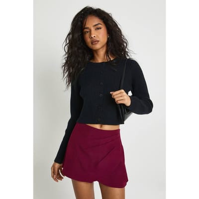boohoo Dames Op maat gemaakte skort met wikkeldetail | Wine | Maat: 8