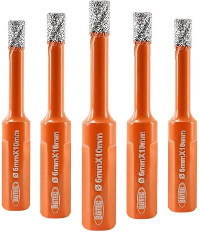 5 Delige Diamant Boor Kroonboor Set 6mm Vacuüm Gesoldeerd voor Tegel, Keramiek, Graniet en Steen