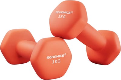 Songmics Dumbbell set - 2x 1 kg - totaal 2 kg - oranje - neopreen - antislip halters