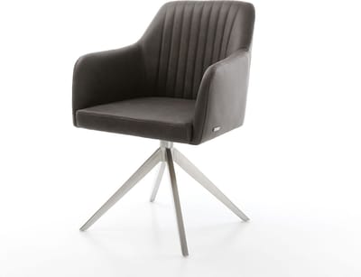 Gestoffeerde-stoel Greg-Flex kruisframe breed roestvrij staal microvelours antraciet vintage pocketveer kern