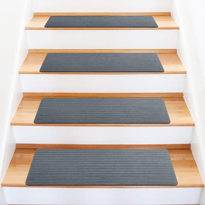 Zelfklevende Trapmatten - Wasbare Antislip Tapijten voor Binnen - Snijbaar en Herbruikbaar - Bescherming voor Huisdieren, Senioren en Kinderen - Donkergrijs