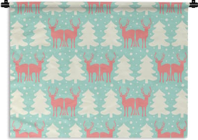 Wandkleed - Wanddoek - Hert - Patroon - Roze - 60x45 cm - Wandtapijt