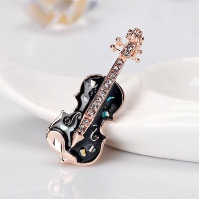 High-End Persoonlijkheid Gitaar Viool Broche Druppelolie Geschilderd Schelp Corsage Speld Dames Broche white