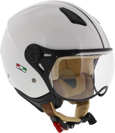 Jethelm Glans - Scooterhelm Snorfietshelm - Veilig Rijden - Lichtgewicht Polycarbonaat - XS t/m XL - Wit
