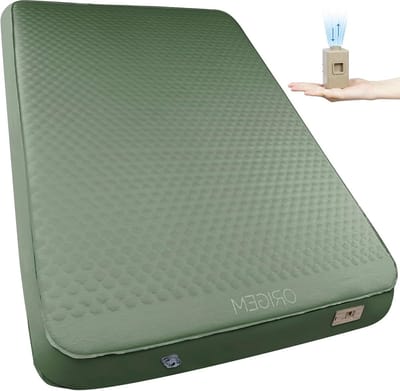 Kampeermatras Dubbel - Luchtbed met pomp - Comfortabel slapen - Ingebouwde elektrische pomp - 140x10cm - Legergroen