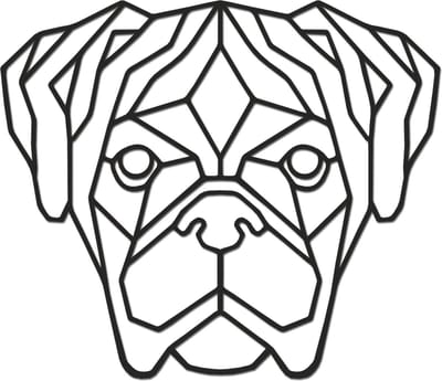 Hout-Kado - Boxer - Medium - Zwart - Geometrische dieren en vormen - Hout - Lasergesneden