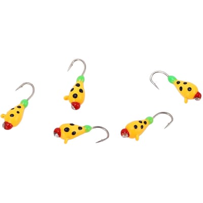 5 Pièces Hameçons Pêche sur Glace Acier à Haute Teneur en Carbone Kit Jig Pêche Leurres Hiver Tête pour Extérieur yellow