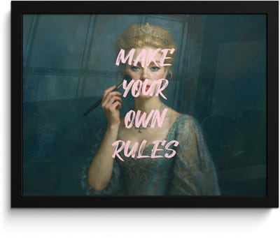 Poster in lijst - Fotolijst 40x30 cm - Posters - Klassiek - Sierlijk - Roze - Posterlijst zwart - Decoratie - Wanddecoratie woonkamer - Muurdecoratie slaapkamer