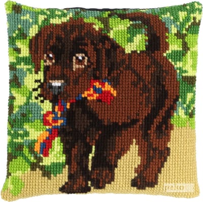 Pako borduurpakket kruissteek kussen - Puppy - geprint stramien - 003.298 - DIY kit