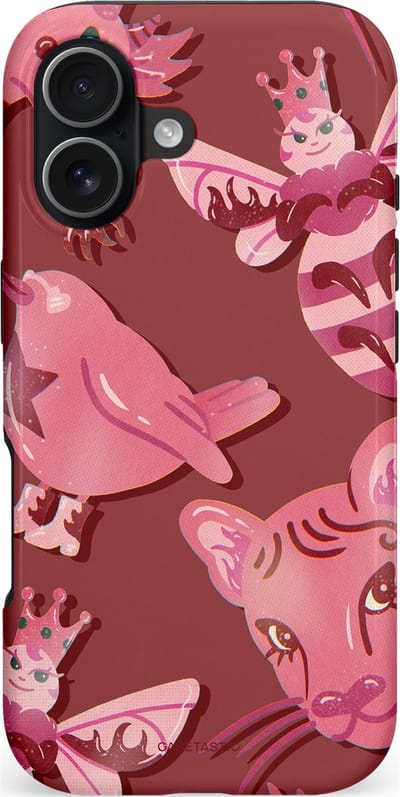 Casetastic hoesje geschikt voor Apple iPhone 17 - MagSafe - Dubbellaagse bescherming - Luxe dieren - Fashion Case - Bordeaux Lichtroze
