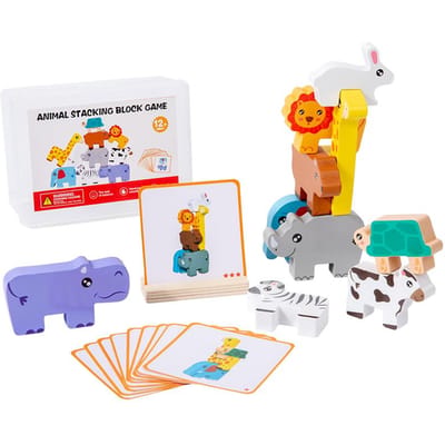 Houten dierenstapelblokkenspel, vormpuzzel, balansspeelgoed, Montessori-speelgoed voor fijne motoriek, educatief speelgoed voor kinderen gray