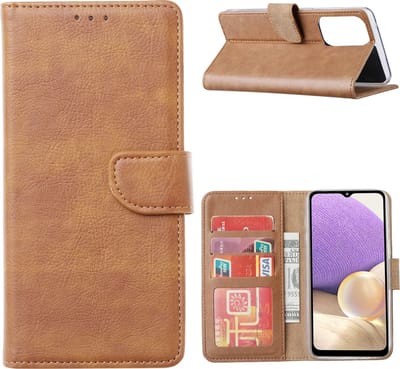 Samsung A73 hoesje bookcase Bruin - Samsung Galaxy A73 wallet case portemonnee hoesje - A73 5G Hoes met Pasjeshouder cover