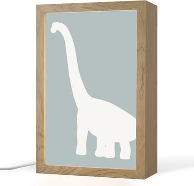 Nachtlampje 20x30 cm - Kinder lampje - Dino - Brachiosaurus - Dinosaurus - Blauw - Tafellamp kinderkamer - Slaapkamer lamp - Bedlamp kinderen - Kinderlampje stopcontact - Wandlamp babykamer - Nachtlampjes