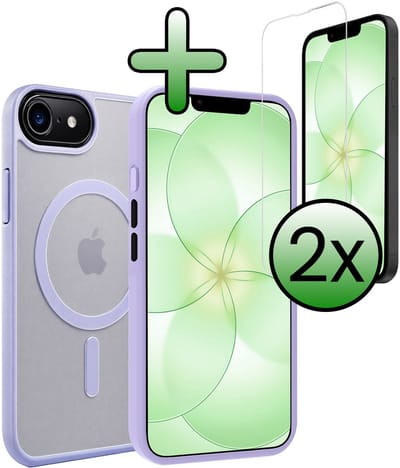 Hoesje Met 2x Screenprotector - Geschikt voor Apple iPhone 17e - Magsafe Compatible - Sterk & Shockproof - Back Cover - Shock Proof Case - Telefoon Hoes - Lila