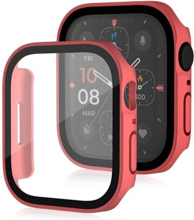 By Qubix - Hard case 41mm - Rood - Geschikt voor Apple Watch 41mm hoesje - screenprotector - Bescherming iWatch - Bescherm hoesje