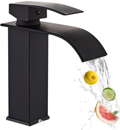 Dailygoods- Badkamerkraan Watervalkraan - Wastafelmengkraan - Eengreepsmengkraan - Zwart - Roestvrij Staal - Duurzaam en Krasbestendig - Wastafelkraan
