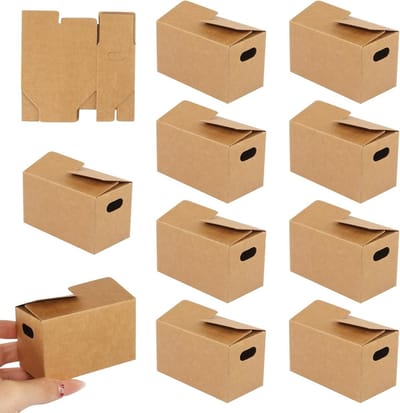 Set van 10 Miniatuur Verhuisdozen 8 x 4,2 x 5 cm, Draagbare Kartonnen Dozen voor Decoratie, Verpakking en Poppenhuizen