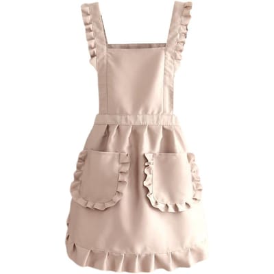 1 Stuk Schattig Koreaanse Stijl Schort Vrouwelijk Nagelstudio Keuken Koffie Overalls Thuis Koken Schoonmaken Mouwloos Schort Keukenwinkel OneSize beige