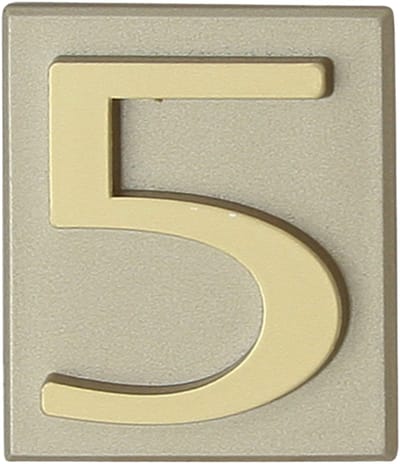 Domino® Deurnummer Zelfklevend INV - "5" - Olijfgroen - Woonhuisnummer Hotelkamernummer 40x47mm - Huisnummer Brievenbus Adresnummer Stickers - Huisnummerplaatje - Deur en Kamernummer - Lockernummer