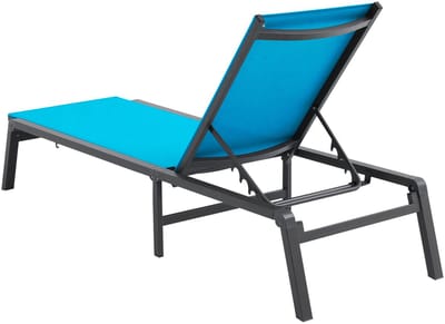 Tuinligbed - Opvouwbare Ligstoel - Aluminium Frame - 5 Verstelbare Standen - Volledig Plat Liggen - Voor Terras Strand Zwembad - Blauw