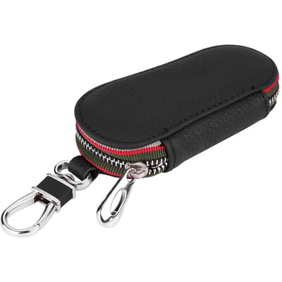 Universele Auto Auto PU Leer Rits Sleutelhoes Houder Opbergtas Hoes Zwart