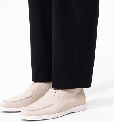 Manfield - Heren - Beige suède veterboots - Maat 40