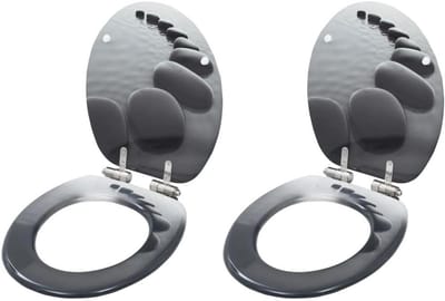 Toiletbril Set - WC Deksel - Badkamer Opknappen - Soft Close - 2 stuks - Stenen Design