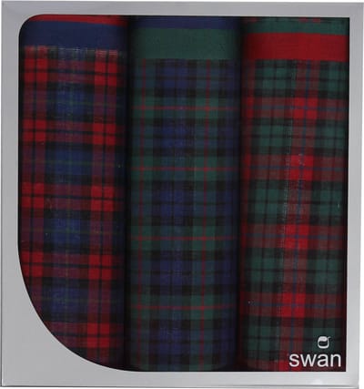 3-pak Dames zakdoeken Donkere ruit - Cadeau verpakking - Stoffen zakdoeken - 30 - Blauw