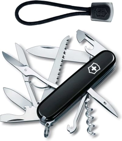 Victorinox Huntsman Zwitsers Zakmes+lanyard -15 Functies - Zwart/zwart
