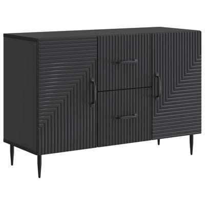 vidaXL - Dressoir - met - lade - Zwart - 89 - x - 34,5 - x - 60 - cm - Bewerkt - hout