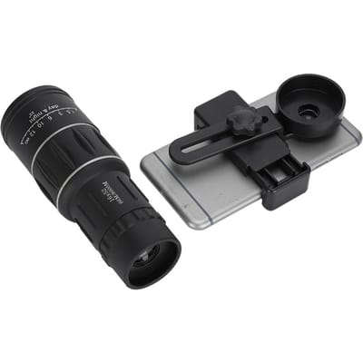 16X Wandelen HD Cameralens Monoculair Telescoop Zoom Waterdicht Nevelbestendig met Telefoonhouder zwart