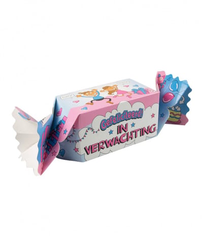 Snoeptoffee - In Verwachting - Gevuld met Snoep - In cadeauverpakking met gekleurd lint