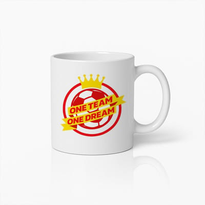 One Team One Dream Mok – 330ml Voetbal Motivatie Koffiebeker – Perfect Cadeau voor Voetballers & Sportliefhebbers
