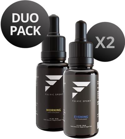 Fulvic Sport Duo - Morning & Evening | 2x 30 ml Sportsupplement - Natuurlijk Fulvinezuur Supplement | Ondersteunt bij optimale prestaties gedurende de dag - Fulvic Mineral Complex – Vegan Supplement - Suikervrij - Allergeenvrij