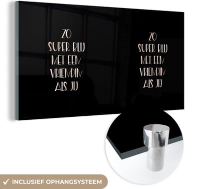 MuchoWow® Glasschilderij 120x60 cm - Schilderij acrylglas - Vriendschap - Vriendin - Quotes - Zo super blij met een vriendin als jij - Spreuken - Foto op glas - Schilderijen