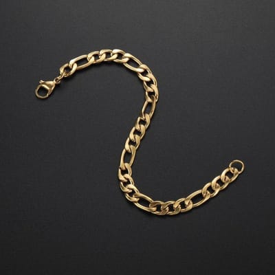 Figaro Heren Armband - Goud Kleurig - Staal - 4,5mm - Schakelarmband - Schakelarmband - Armbanden - Papa Cadeau Voor Mannen - Vaderdag