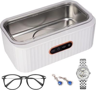 Ultrasone Reiniger - Sieraden Schoonmaker - Dagelijkse Reiniging - 4 Reinigingsstanden - 400ml Tank - Wit