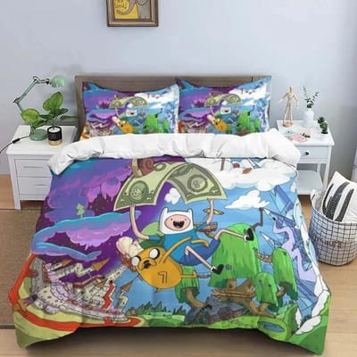 Premium Cartoon Adventure Time Finn En Jake Dekbedovertrek Dekbed Bed Enkel Twin Vol Queen Maat 3D Jeugd Meisjes Jongens Cadeau 155X220cm-3pcs