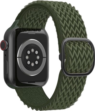 Nylon bandje - geschikt voor Apple Watch 1/2/3/4/5/6/7/8/9/10/11/ SE (1,2,3) met maat 38 mm / 40 mm / 41 mm en 42 mm (Watch 10/11) - groen