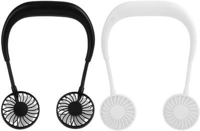 Draagbare nekventilator, drie windsnelheden, stil en lichtgewicht, geschikt voor binnen- en buitengebruik, willekeurige kleur, 2000 mAh 2st.