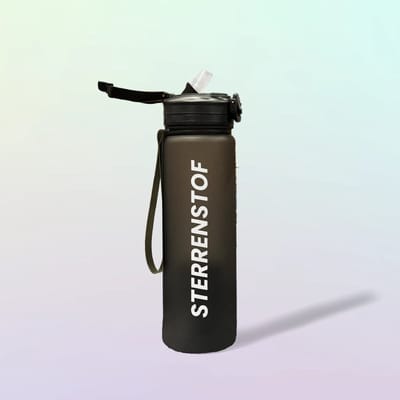 Sterrenstof Premium Waterfles 1 liter - Drinkfles met rietje - Waterfles - Grijs - Drinkfles Volwassenen - Lek Vrij - Cadeau voor haar/hem - Verschillende Drinkflessen en waterflessen - Drinkbeker - Sportfles - Drinkbus