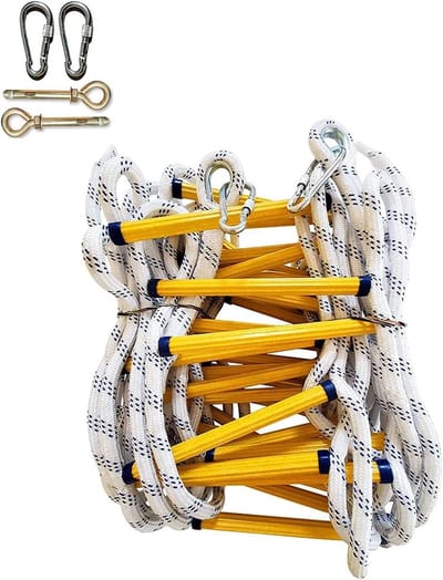 Veiligheidsladder Touwladder - Noodladder Klimladder - Snelle Ontsnapping - Duurzaam Hars Nylon - 5 Meter - Zwart