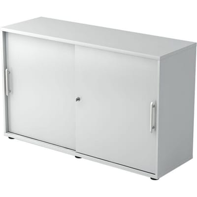 Schuifdeurkast, 2 ordnerhoogten, B 1200 x D 400 x H 748 mm, lichtgrijs