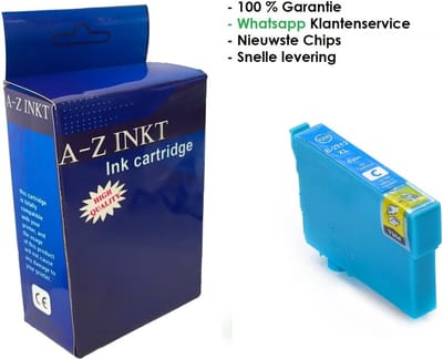 AtotZinkt Compatible inkt cartridge voor Epson 27XL C| 1 x Cyaan Blauwe inktcartridge voor Epson Workforce WF-3620WF, WF-3620DWF, WF-3640DTWF, WF-7110DTW, WF-7210DTW, WF-7610DWF, WF-7615DWF, WF-7620DTWF, WF-7710DWF, WF-7715DWF, WF-7720DTWF