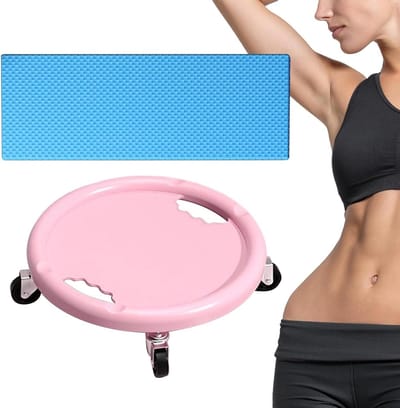 Buikspierroller Wiel - Core Trainer - Kracht Opbouwen - 360 Graden Draaibaar - Met Kniekussen - Roze
