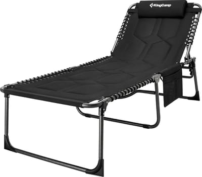 Oversize gewatteerde ligstoel 4-positie verstelbare 78 x 27 inch tuin lounge stoel voor zware mensen opvouwbaar kampbed met kussen, belasting 300 pond voor camping tuin terras zwembad binnen buiten